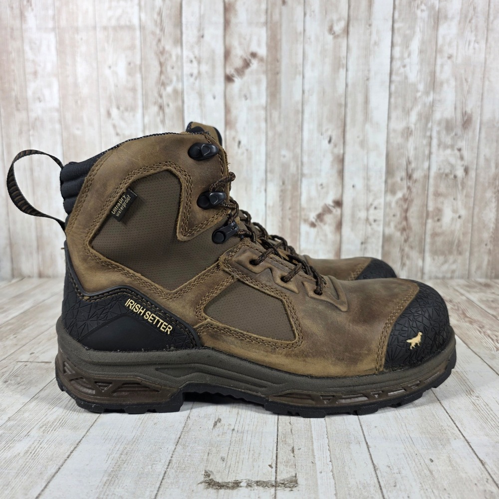 Irish Setter 83636 Mens 9 E2 Brown UltraDry Waterproof Side Zip Safety Toe Boots